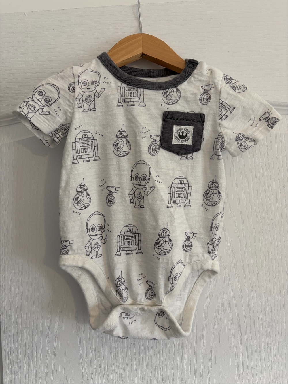 Gap Star Wars White and Gray Droid Baby One-Piece